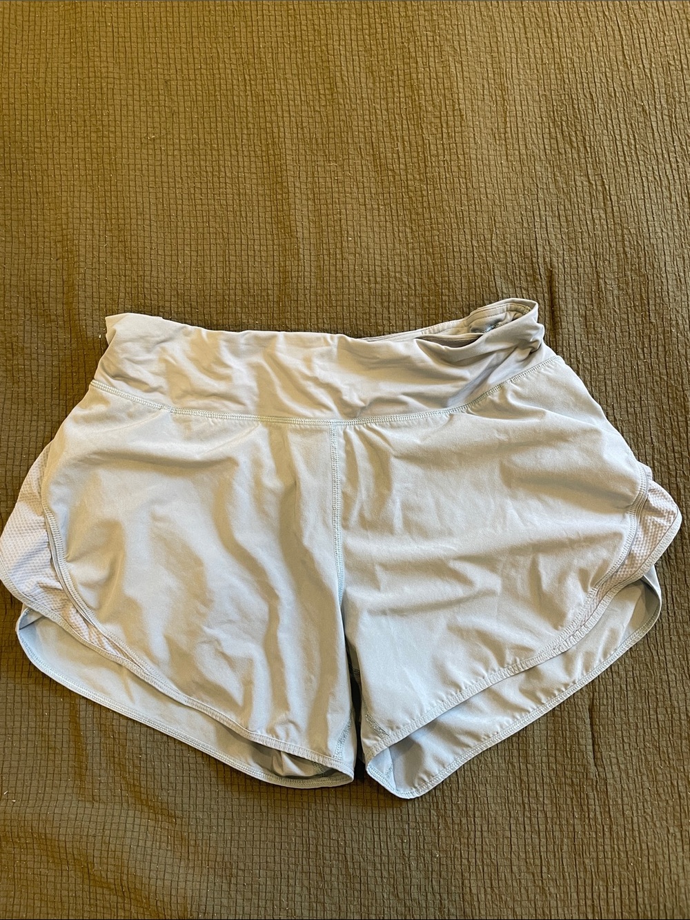 Women's Light Gray/Blue Athletic Running Shorts with Wide Waistband
